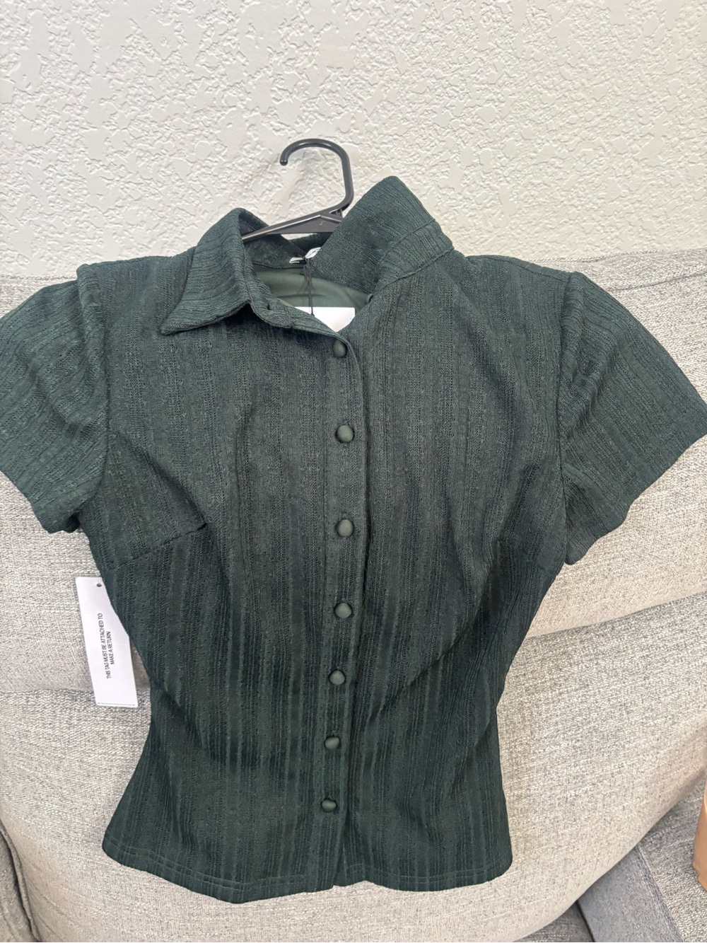 Princess Polly Deep Green Short Sleeve Button Top